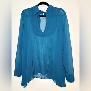Free People Sheer Log Sleeve Top Size Small